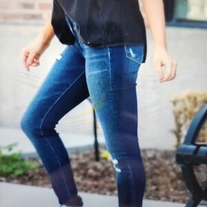 Flying Monkey Dark Blue Distressed Skinny Jeans